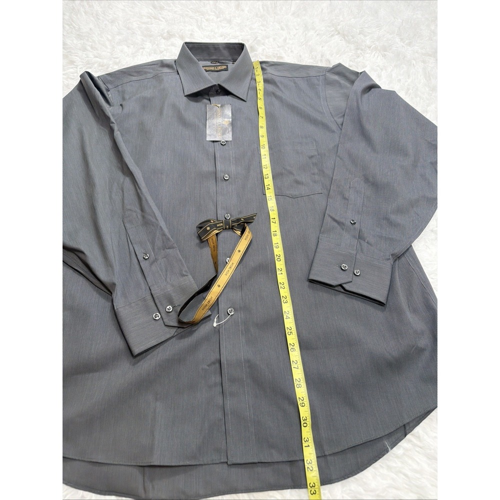 Donald J Trump Signature Collection Dress Shirt Mens 17.5 34/35 Gray Cotton New! - Picture 5 of 6